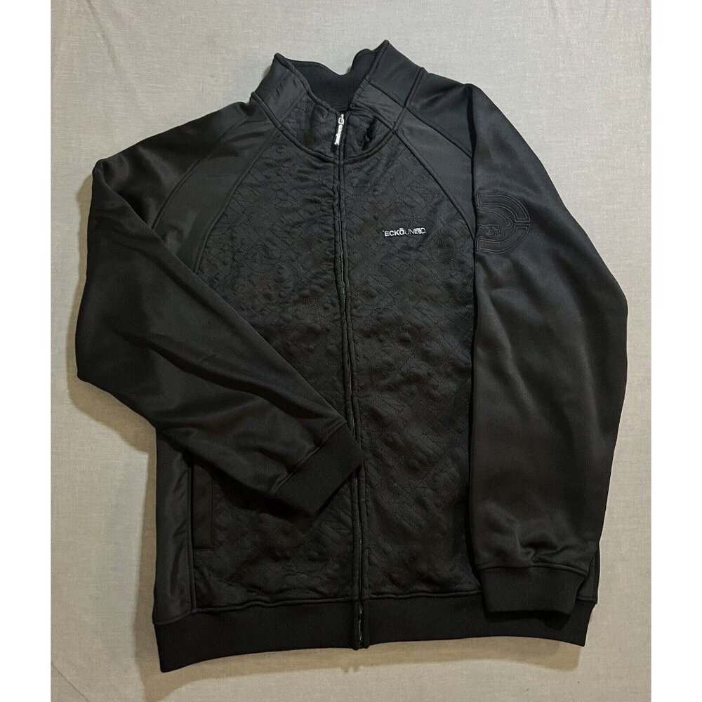 Vintage Ecko UNLTD Jacket Mens 2X Black Full Zip Hip Hop Track Y2K